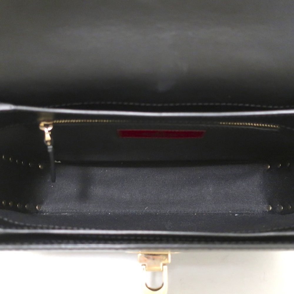 VALENTINO ROCKSTUD FLAP SHOULDER BAG BLACK LEATHER - Picture 10 of 12